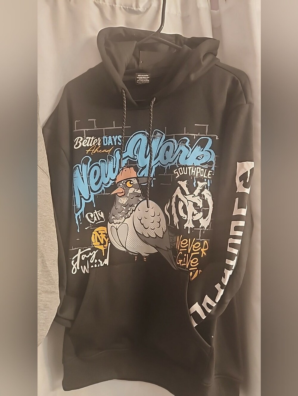 🔥NEW TAGS ON🔥 Pigeon Graphic Hoodie in Black & Blue
